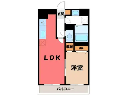 ヴァンヴェストA(1LDK/3階)の間取り写真