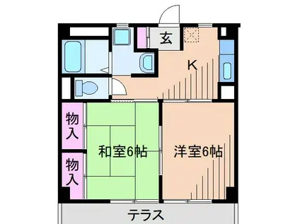 サンハイツ梶山(2DK/2階)の間取り写真