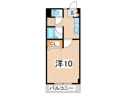 アカデミー(1K/1階)の間取り写真