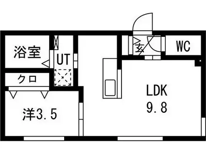 CLARICE麻生(1LDK/4階)の間取り写真