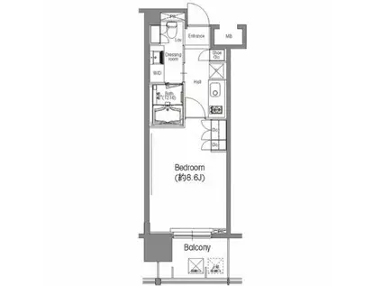 BPRレジデンス三田伊皿子坂 (1K/6階)の間取り写真