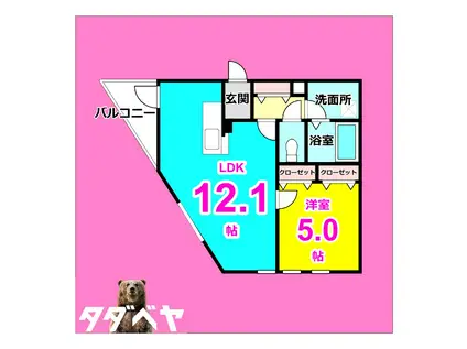 DEVELD栄生 ウエスト(1LDK/2階)の間取り写真