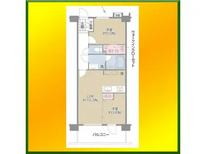 ベルジュール東伏見(2LDK/3階)の間取り写真