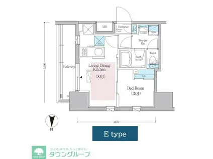 アーバネックス蔵前レジデンス(1LDK/9階)の間取り写真