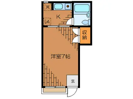 エバグリーンアパート(1K/2階)の間取り写真