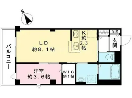 SイーストAR北町(1LDK/3階)の間取り写真
