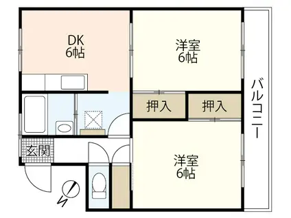 ルグラン西谷(2DK/4階)の間取り写真