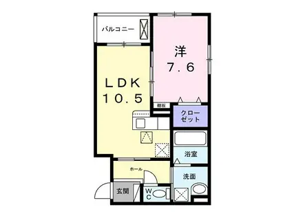 シャルマン唐橋南II(1LDK/1階)の間取り写真