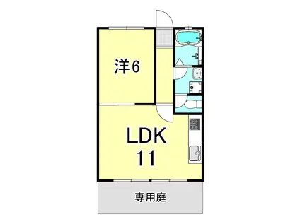 パークハイツ(1LDK/1階)の間取り写真