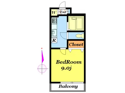 ジョイフル自由が丘(1K/3階)の間取り写真