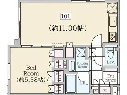 レーヴレジデンス初台(1LDK/1階)の間取り写真