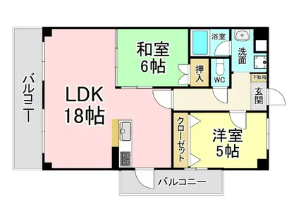 サンクス光(2LDK/2階)の間取り写真