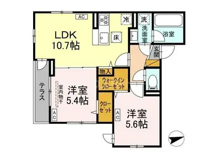 D-SERENO(2LDK/1階)の間取り写真