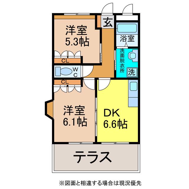 シャンティア(2DK/1階)の間取り写真