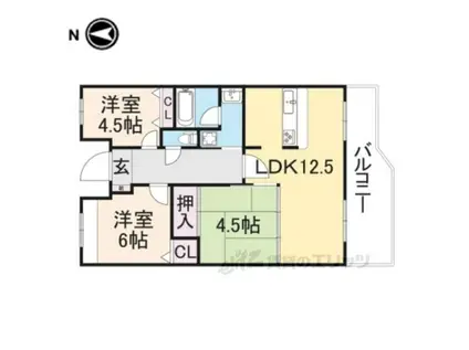 アグレスト昆陽池西(3LDK/3階)の間取り写真
