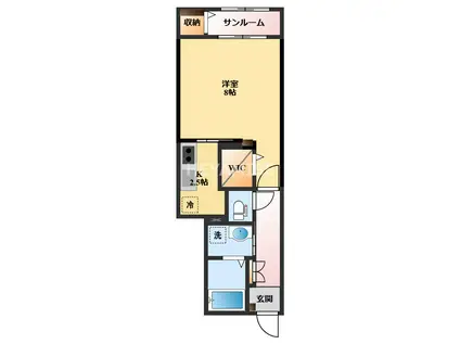 プルミエール(1K/1階)の間取り写真