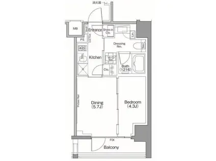 ザ・パークハビオSOHO南青山(1DK/3階)の間取り写真