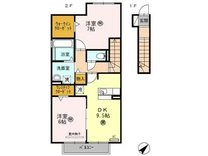 イソラフェリジェ(2DK/2階)の間取り写真