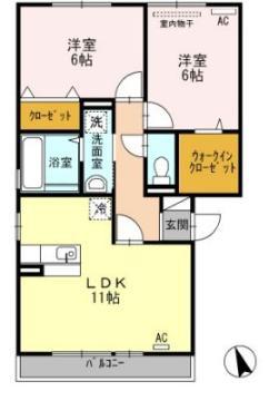 グリーンレジデンスA棟(2LDK/3階)の間取り写真