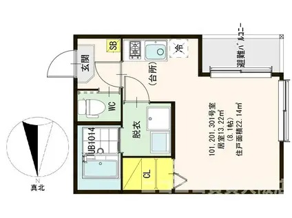 ハーモニーテラス姫島IV(ワンルーム/1階)の間取り写真