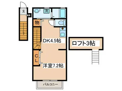 メゾンエストラゴン(1DK/2階)の間取り写真