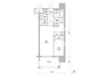 エンクレスト大博通APEX(1LDK/15階)の間取り写真