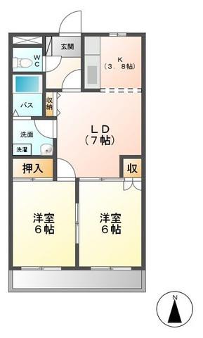 サウス・フォレストA棟(2LDK/1階)の間取り写真