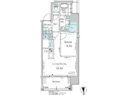 パークアクシス新御徒町イースト(1LDK/8階)の間取り写真