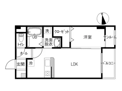 ドリーム22(1LDK/3階)の間取り写真
