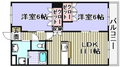 コンフォール山法師(2LDK/2階)の間取り写真