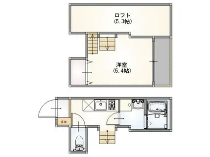 Kコスモ井尻(1SK/2階)の間取り写真