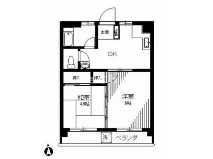 丸山コーポ(2DK/3階)の間取り写真