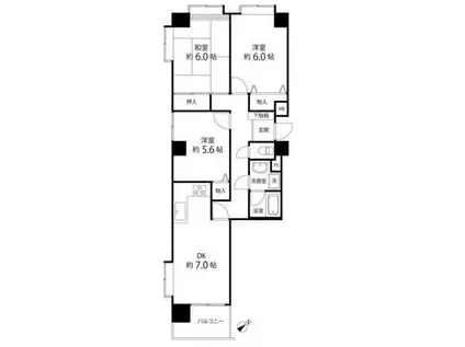 ティーズガーデン磯子(3DK/4階)の間取り写真