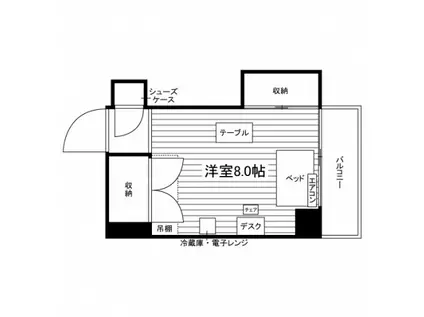 女子学生会館 ユニハーモニー市が尾(ワンルーム/1階)の間取り写真