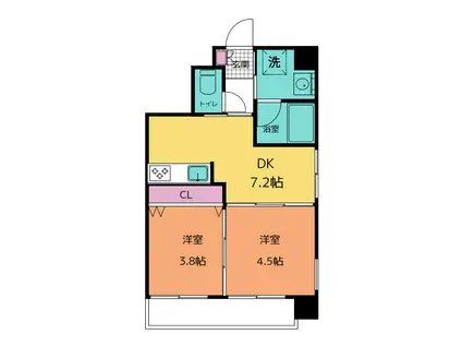 プライムガーデン新杉田西(2DK/3階)の間取り写真