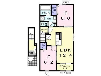 パストラル安曇野A(2LDK/2階)の間取り写真
