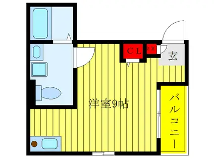 ディアコート豊島ヶ岡(ワンルーム/2階)の間取り写真