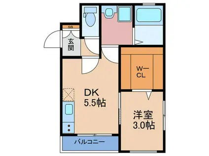 池田市豊島北PJ(1DK/2階)の間取り写真