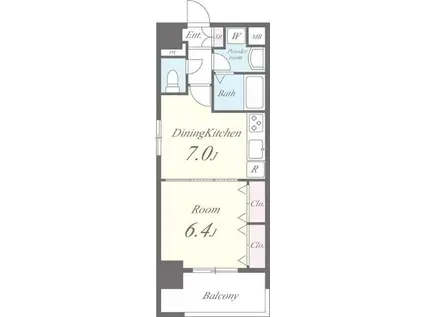 センプレフェリーチェ(1DK/6階)の間取り写真