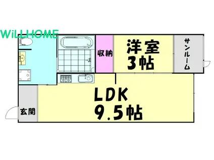 KOYA 430(1LDK/2階)の間取り写真