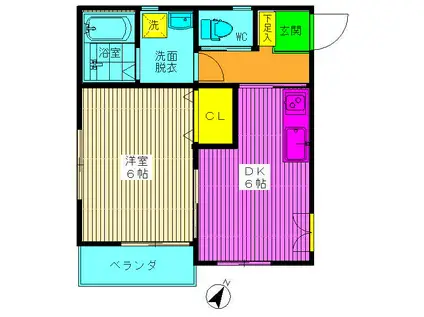 ホワイトキャッスルII(1DK/2階)の間取り写真