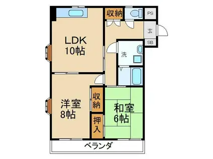 ハイツ北口(2LDK/2階)の間取り写真