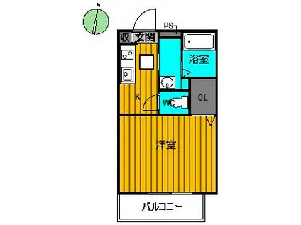 RKハイム和田B棟(1K/1階)の間取り写真