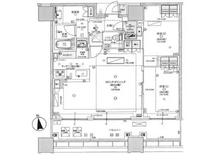 白金ザ・スカイ東棟(2LDK/30階)の間取り写真