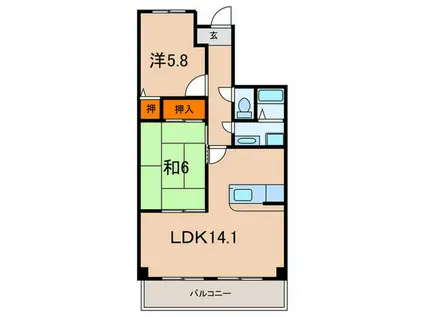 シティプラザ深江北町(2LDK/4階)の間取り写真