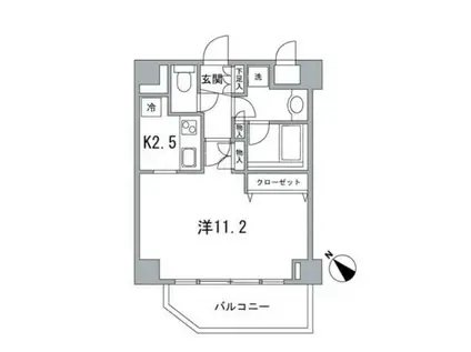ダイナシティ文京根津(1K/2階)の間取り写真