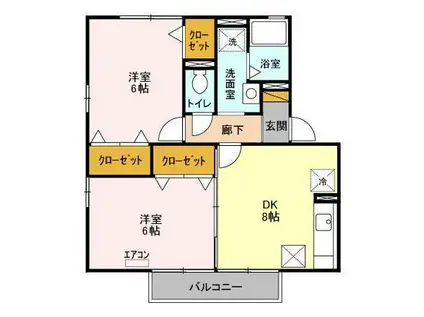 リビングタウン松代ABCDE(2DK/1階)の間取り写真
