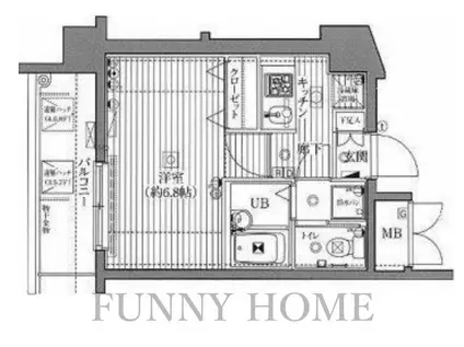 ガラ・シティ駒沢大学(1K/8階)の間取り写真