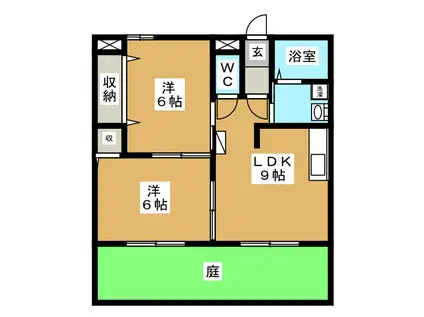 メゾン富岡(2DK/1階)の間取り写真