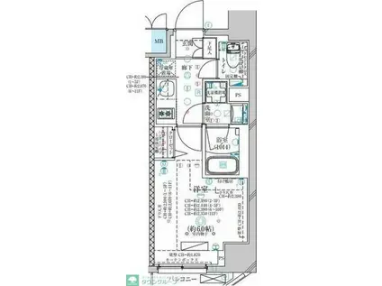 ディアレイシャス大須観音III(1K/7階)の間取り写真